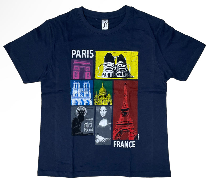 Tee-shirt avec inscription "Paris France" et éléments marins