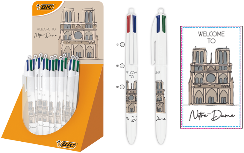 Stylo Notre Dame de Paris Bic 4 couleurs