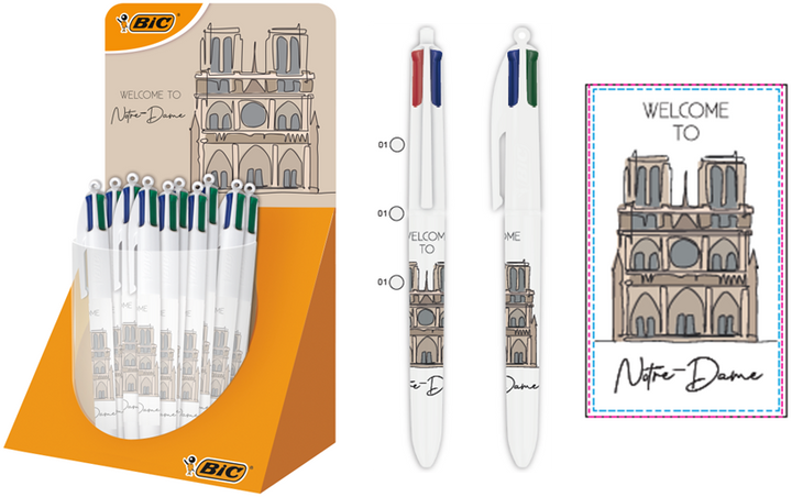 Stylo Notre Dame de Paris Bic 4 couleurs