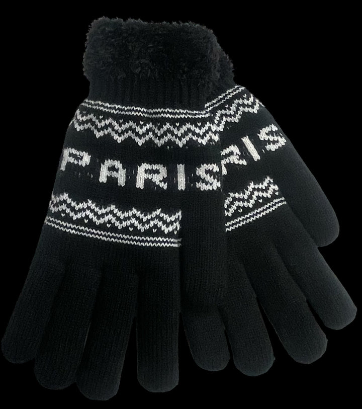 Paris Black and White Unisex Gloves