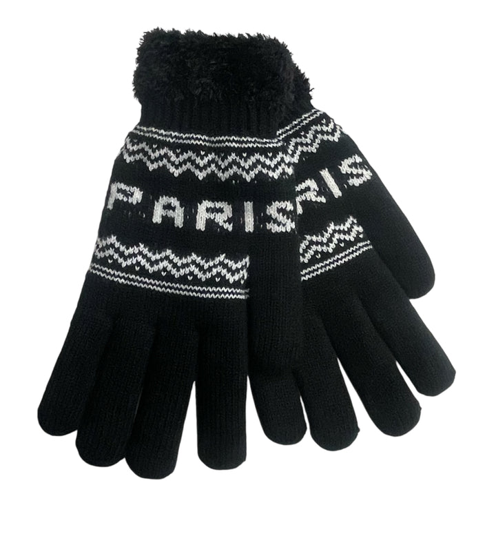 Paris Black and White Unisex Gloves