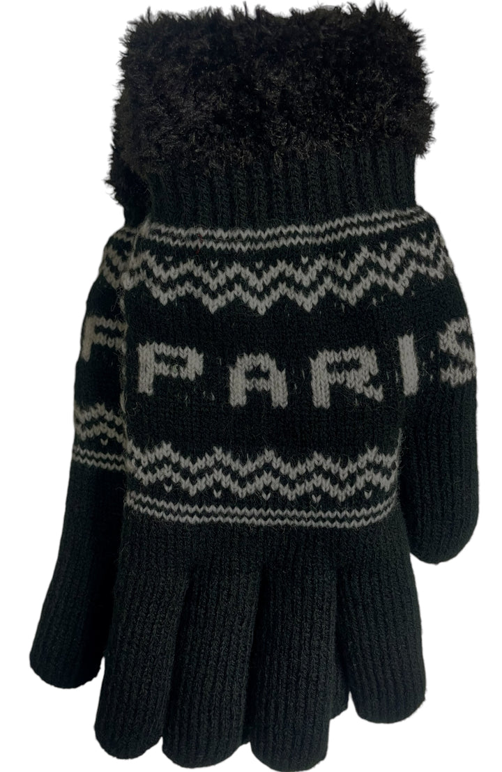 Paris Black and White Unisex Gloves