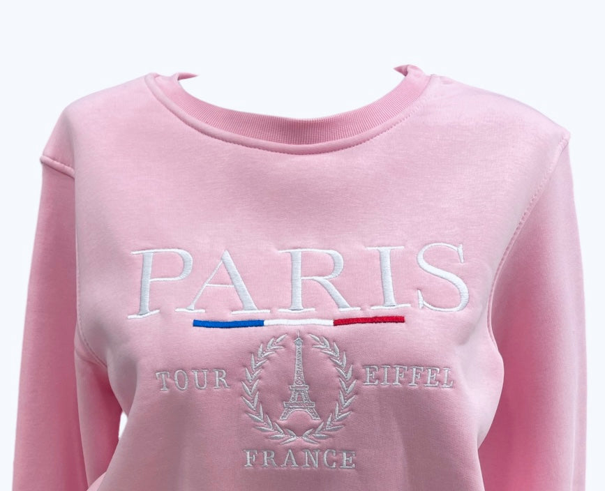 Sweat-Shirt Paris Tour Eiffel Rose