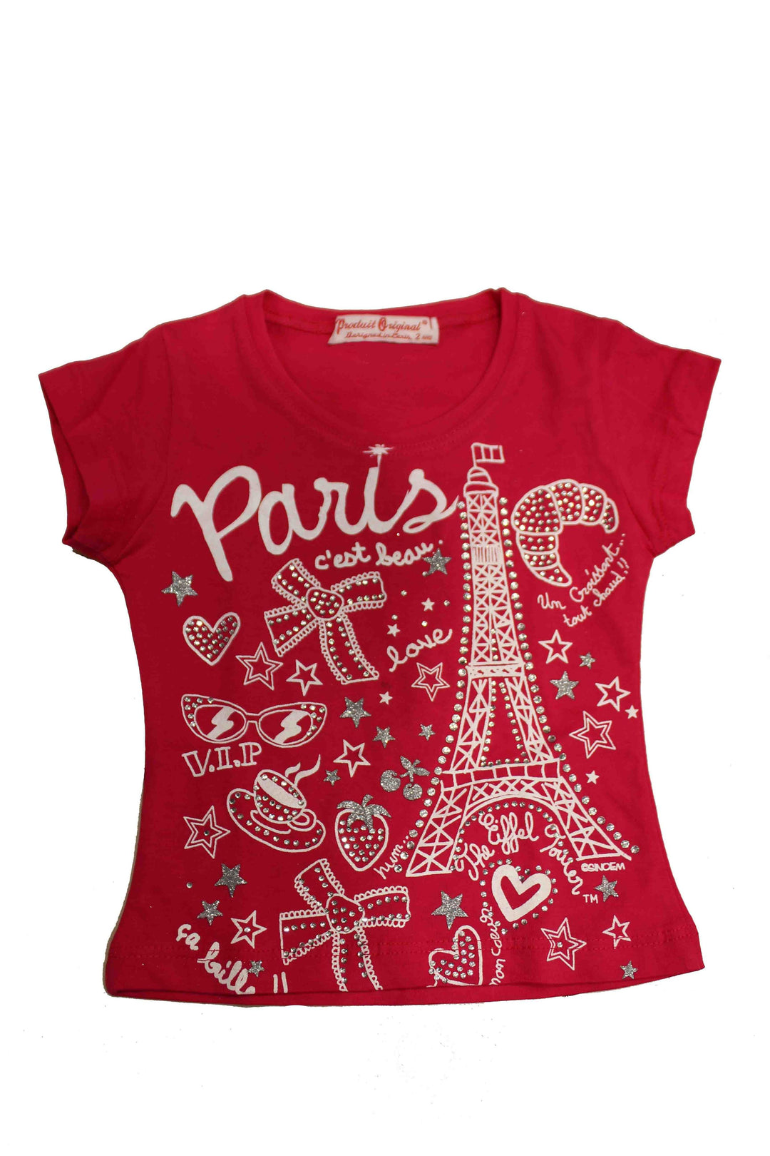 Tee-shirt avec design Tour Eiffel et strass "C'est Beau"