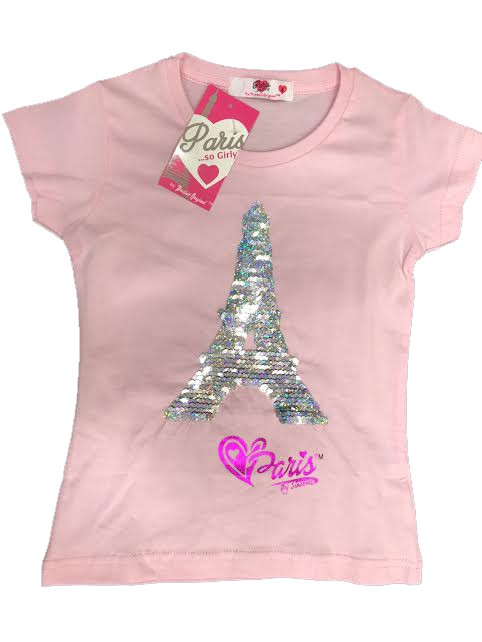 T shirt Eiffel Tower reversible sequins Souvenirs of Paris PAR